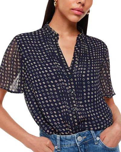 Whistles Pintuck Button Front Blouse In Blue