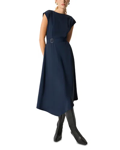Whistles Pleated Asymmetrical Dress In Blue