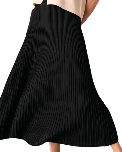 Whistles Pleated Knit Midi Skirt In Black
