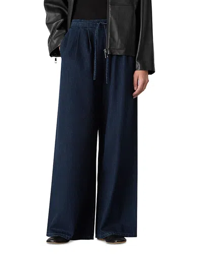 Whistles Pleated Wide Leg Pants In Blue