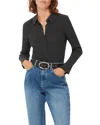 Whistles Plisse Button Front Shirt In Black