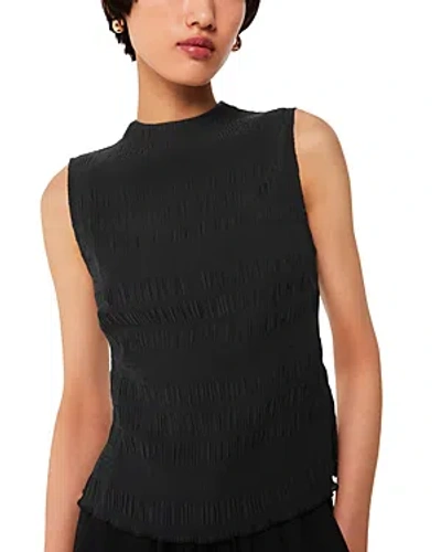 Whistles Plisse Sleeveless Top In Black