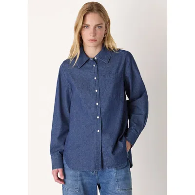 Whistles Pocket Detail Cotton Shirt In Blue