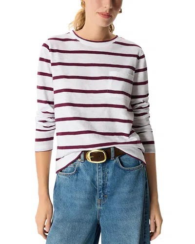 Whistles Printed Cotton Crewneck Pocket Top In Multi