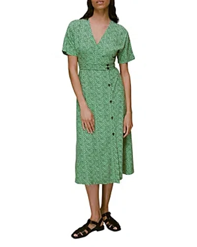 Whistles Printed Midi Dress In Green/multi