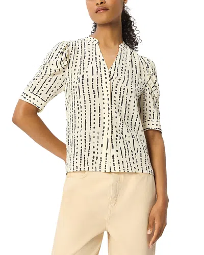 Whistles Puffed Sleeve Blouse In Neutral