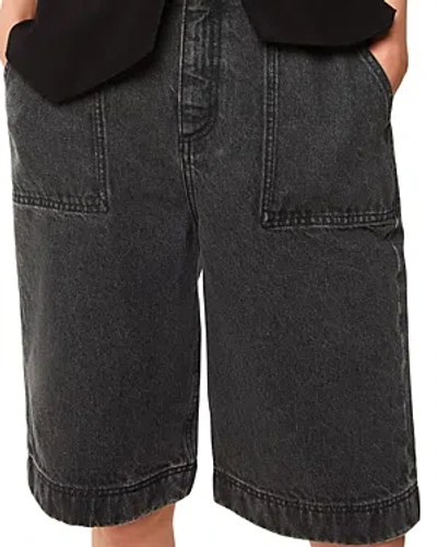 Whistles Raya Longline Denim Shorts In Black