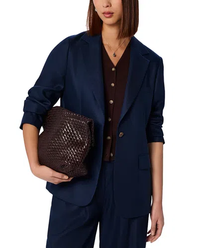 Whistles Relaxed Hopsack Blazer In Blue