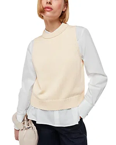 Whistles Rib Detail Sweater Vest In Ivory