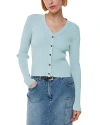 Whistles Womens Blue V-neck Slim-fit Ribbed Knitted Cardigan In Blue