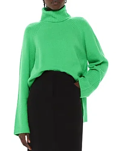 Whistles Ribbed Turtleneck Sweater In Green
