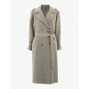 WHISTLES WHISTLES WOMEN'S KHAKI/OLIVE RILEY DOUBLE-BREASTED WOVEN TRENCH COAT