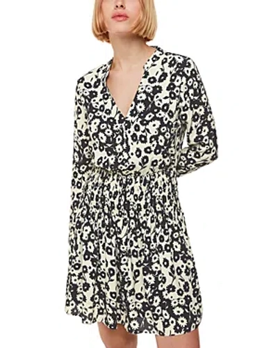 Whistles Riley Floral Shirred Dress In Black/multi