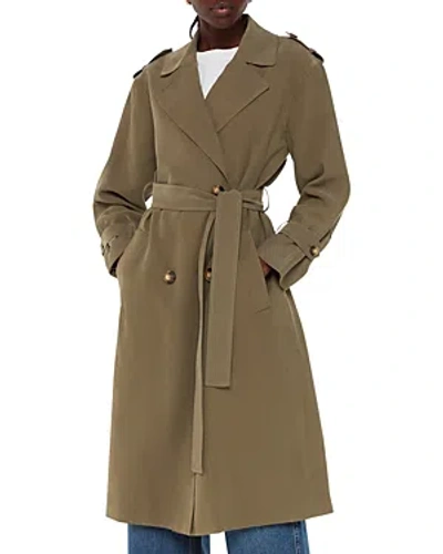 Whistles Riley Trench Coat In Khaki