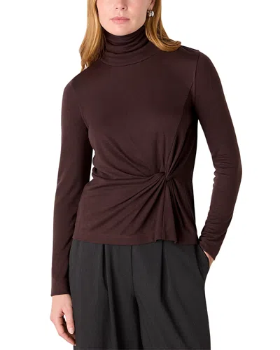 Whistles Womens Brown Roll-neck Twist-front Woven Top In Burgundy