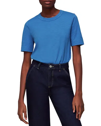Whistles Rosa Cotton Double Trim Tee In Blue