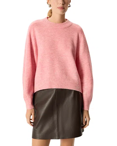 Whistles Round Neck Curved Hem Sweater In Pink