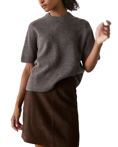 Whistles Round Neck Wool Knitted Tee In Gray