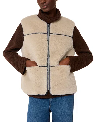 WHISTLES ROWENA FAUX FUR SLEEVELESS COAT