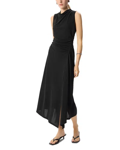 Whistles Ruched Halter Jersey Dress In Black