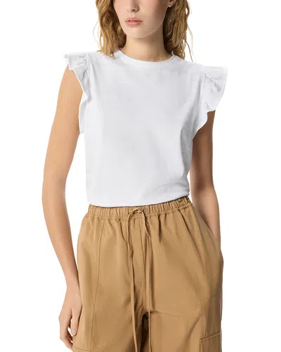 Whistles Ruffled Sleeve Broderie Top In White