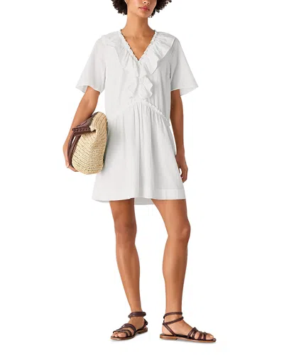 Whistles Ruffled Trapeze Mini Dress In White