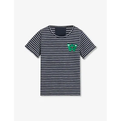 Whistles Boys Blue Kids Monster Brand-embroidered T-shirt 3-9 Years