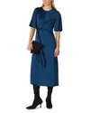 Whistles Satin Twist Waist Midi Dress In Blue