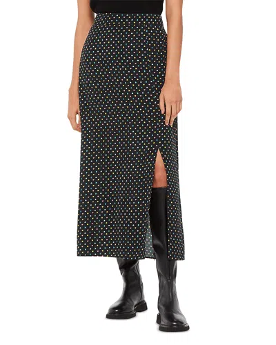 Whistles Scattered Hearts Midi Skirt In Black/multi