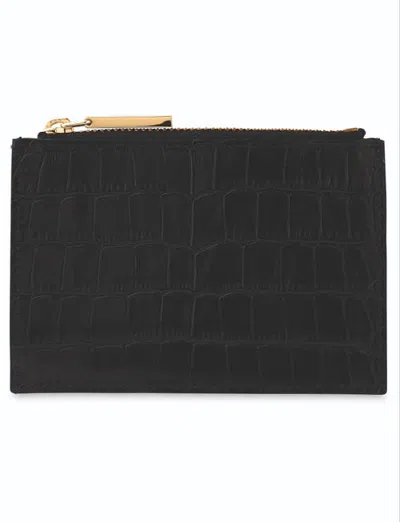 Whistles Shiny Croc Coin Purse In Black