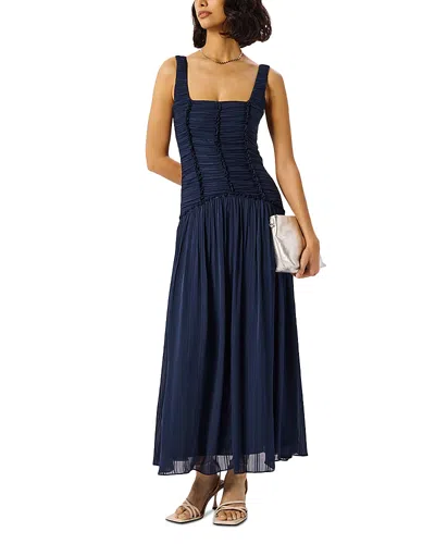 Whistles Shirred Bodice Dress - Exclusive In Blue