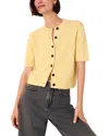 Whistles Short Sleeve Cardigan In Yellow