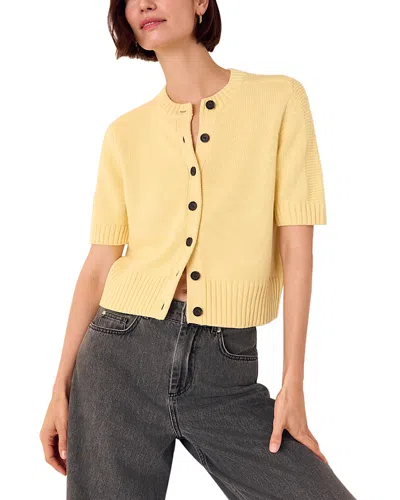 Whistles Short Sleeve Cardigan In Yellow