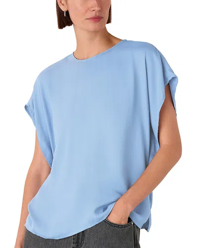 Whistles Womens Blue Short-sleeved Round-neck Woven Top In Multi