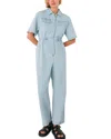 Whistles Womens Drawstring-waist Short-sleeve Denim Jumpsuit In Blue