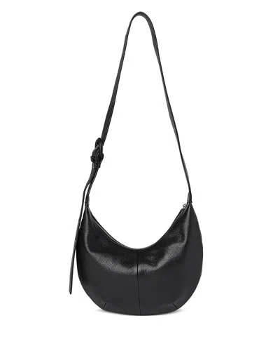 Whistles Sia Small Curved Black Leather Crossbody Bag