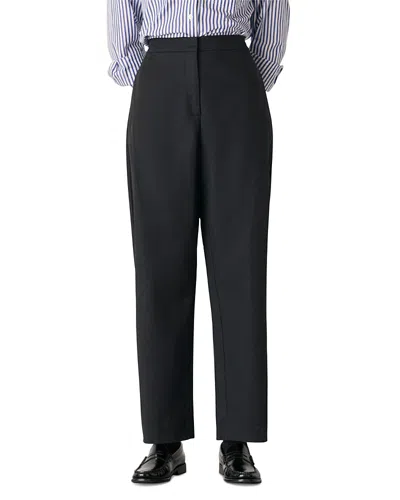 Whistles Side Pleat Tapered Trousers In Black