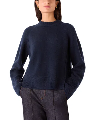 Whistles Wool Mix Side Split Knit In Navy