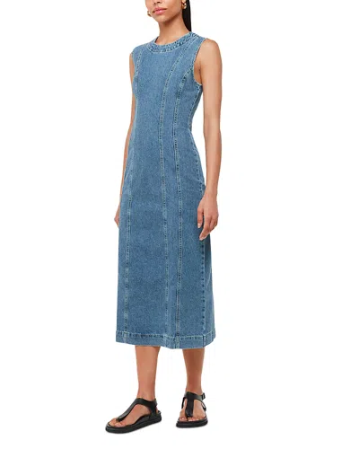 Whistles Womens Blue Slim-fit Sleeveless Denim Midi Dress