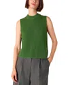 Whistles Womens Green High-neck Ribbed Cotton Tank In Green