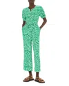 Whistles Womens Multi-coloured Smooth Leopard-print Puff-sleeve Woven Jumpsuit In Green/mutli