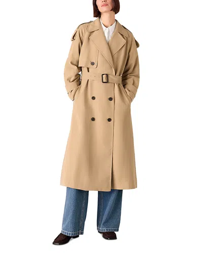 Whistles Soft Voluminous Trench Coat In Brown