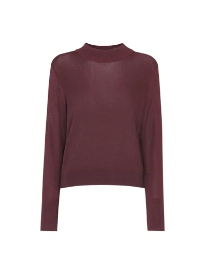 Whistles Sparkle Bishop Sleeve Sweater In Burgundy