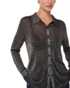 Whistles Sparkle Knit Collared Shirt In Black/multi