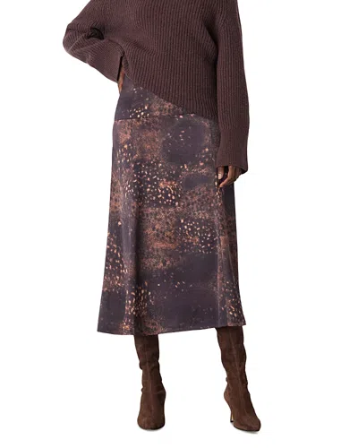 Whistles Spotted Animal Midi Satin Skirt In Multi