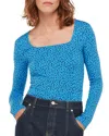 Whistles Square Neck Top In Blue/multi