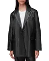 Whistles Stina Leather Blazer In Black