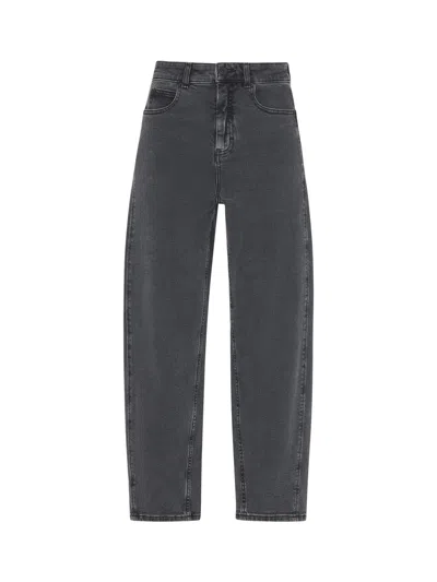 Whistles High Rise Stretch Barrel Leg Jean In Grey In Gray
