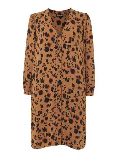 Whistles Leopard-print V-neck Woven Mini Dress In Multi-coloured