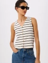 Whistles Stripe Button Front Tank In Multi